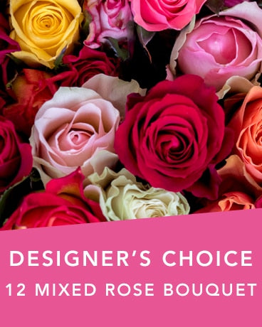 DC 12 MIXED COLOUR ROSE BOUQUET