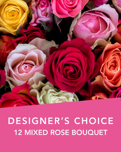 DC 12 MIXED COLOUR ROSE BOUQUET